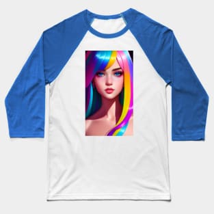 Woman With Colorful Hair Baseball T-Shirt